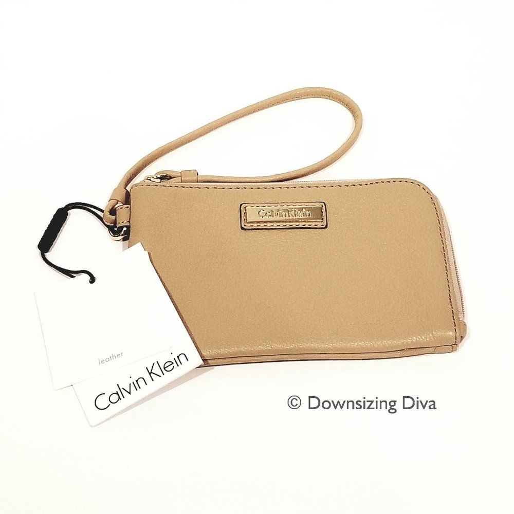 Calvin Klein Leather Wristlet - Color: Nude